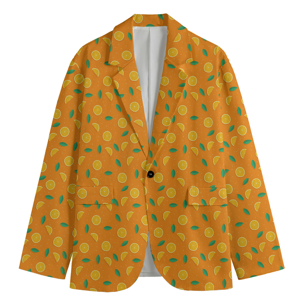 Orange Fruit Slices Pattern Print Men's Cotton Blazer
