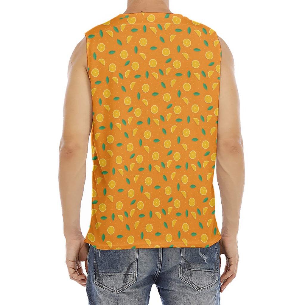 Orange Fruit Slices Pattern Print Men's Fitness Tank Top