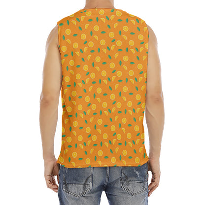 Orange Fruit Slices Pattern Print Men's Fitness Tank Top