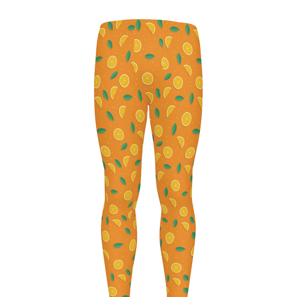 Orange Fruit Slices Pattern Print Men's leggings