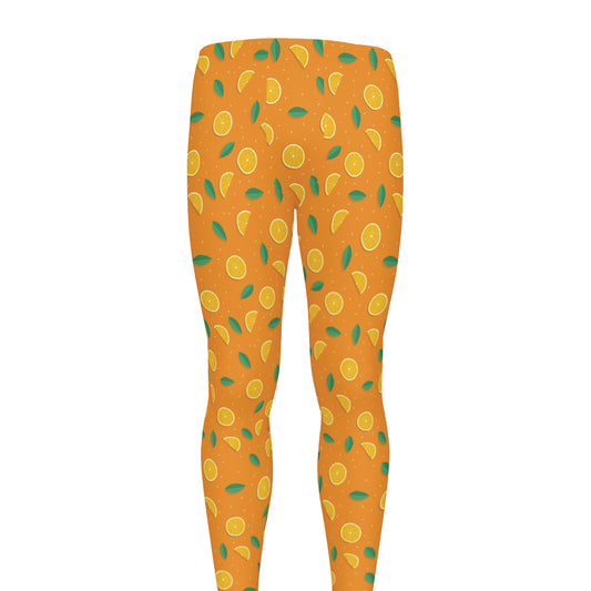 Orange Fruit Slices Pattern Print Men's leggings