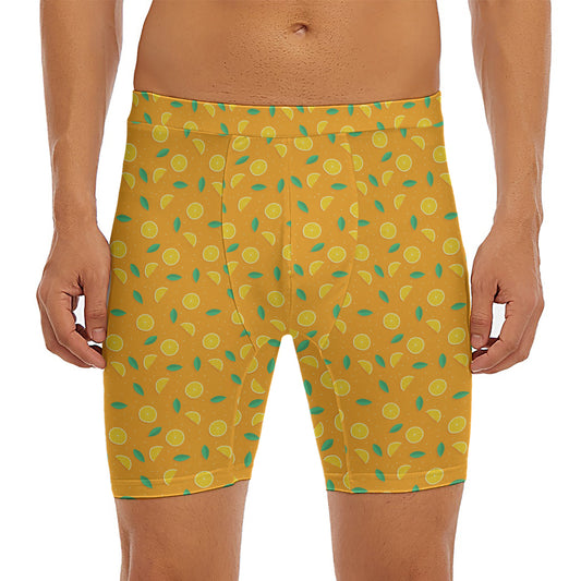 Orange Fruit Slices Pattern Print Men's Long Boxer Briefs