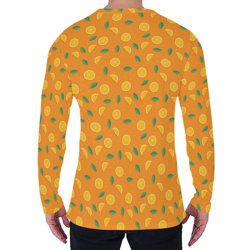 Orange Fruit Slices Pattern Print Men's Long Sleeve T-Shirt