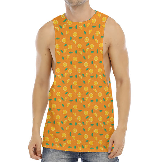 Orange Fruit Slices Pattern Print Men's Muscle Tank Top