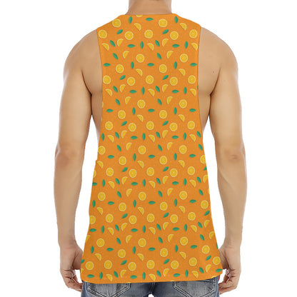 Orange Fruit Slices Pattern Print Men's Muscle Tank Top
