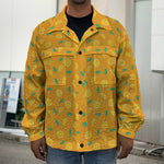 Orange Fruit Slices Pattern Print Men's Shirt Jacket