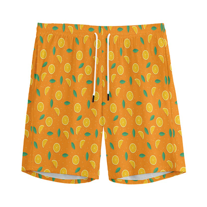 Orange Fruit Slices Pattern Print Men's Sports Shorts