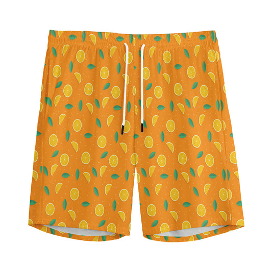 Orange Fruit Slices Pattern Print Men's Sports Shorts