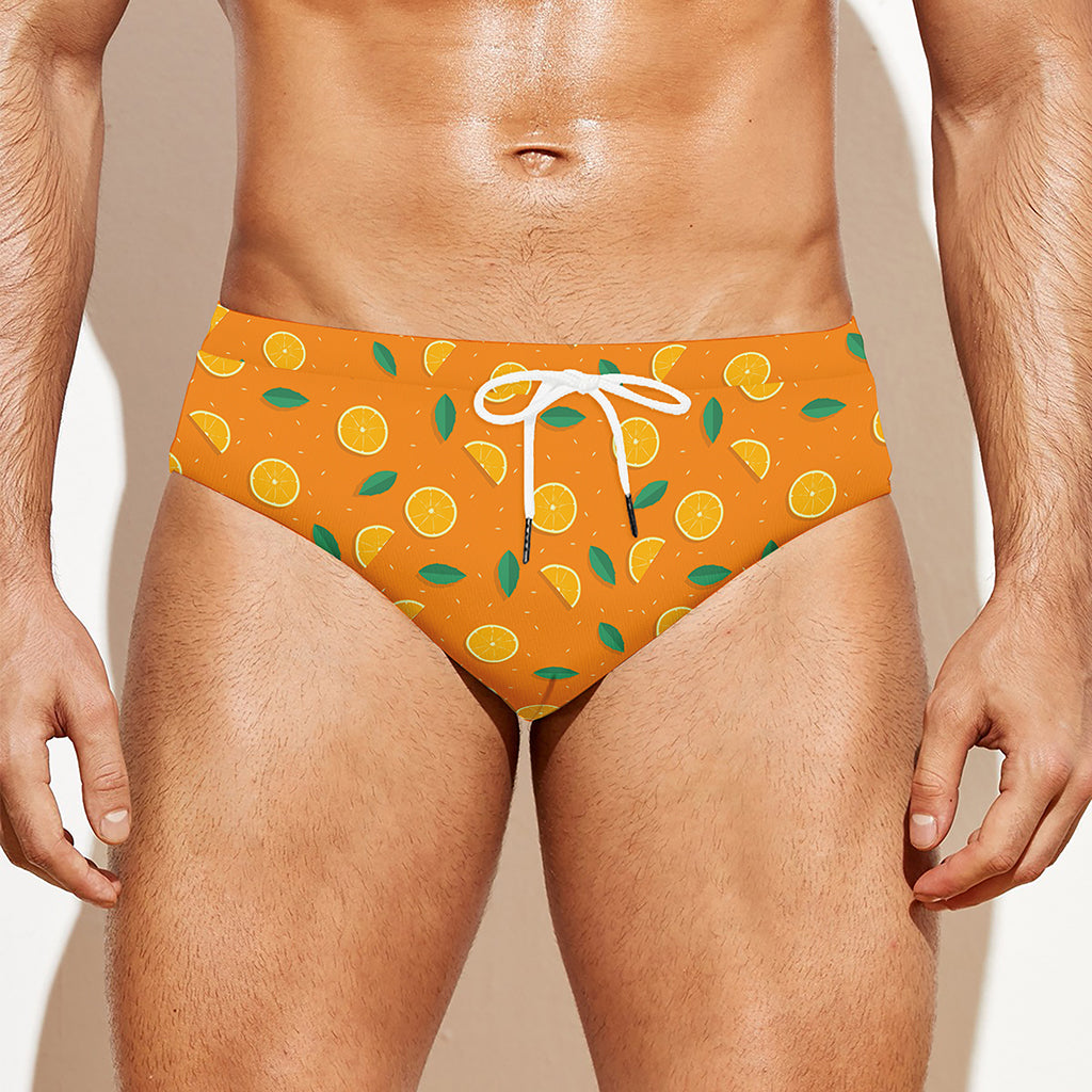 Orange Fruit Slices Pattern Print Men's Swim Briefs