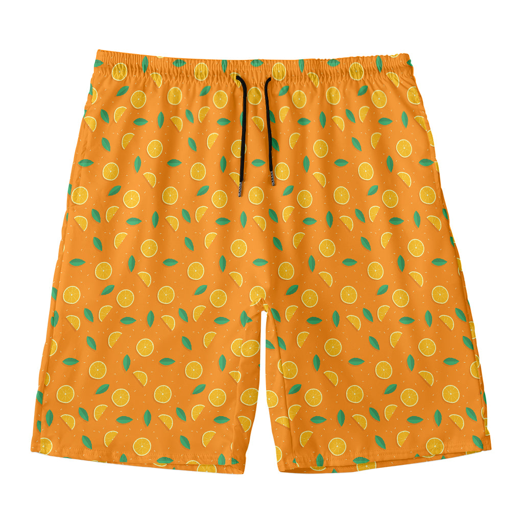 Orange Fruit Slices Pattern Print Men's Swim Trunks