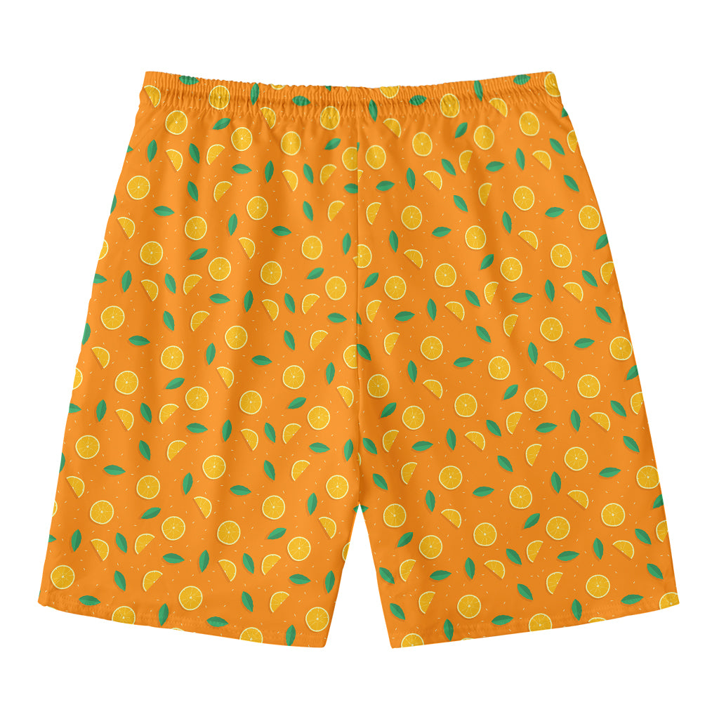 Orange Fruit Slices Pattern Print Men's Swim Trunks