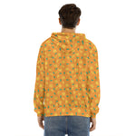 Orange Fruit Slices Pattern Print Men's Velvet Pullover Hoodie