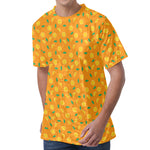 Orange Fruit Slices Pattern Print Men's Velvet T-Shirt