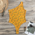 Orange Fruit Slices Pattern Print One Shoulder Bodysuit