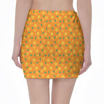 Orange Fruit Slices Pattern Print Pencil Mini Skirt