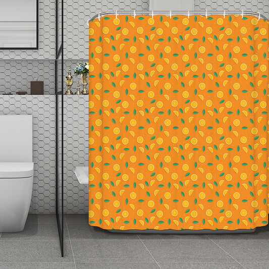 Orange Fruit Slices Pattern Print Polyester Shower Curtain