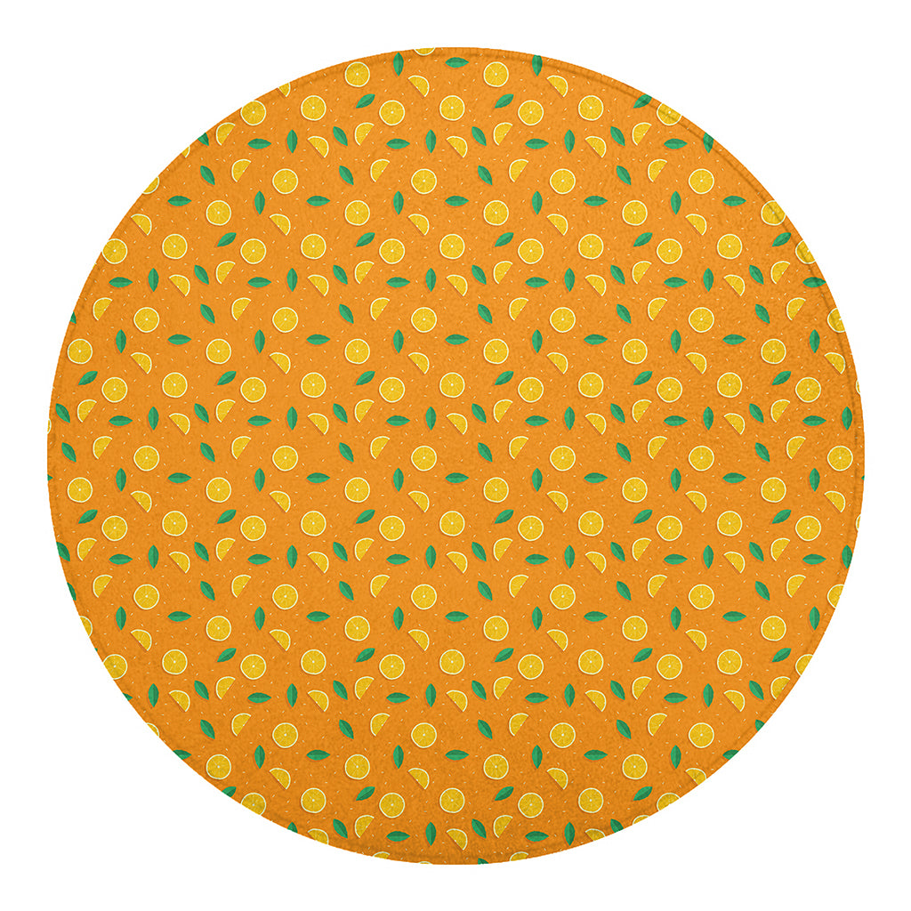 Orange Fruit Slices Pattern Print Round Blanket
