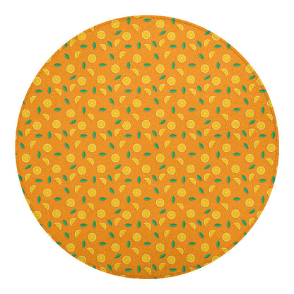Orange Fruit Slices Pattern Print Round Blanket
