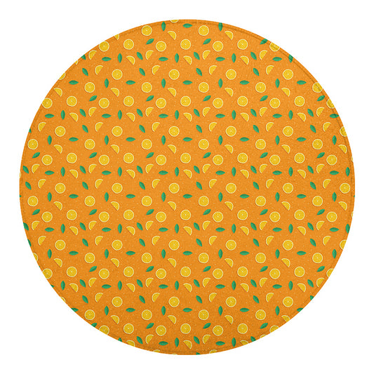 Orange Fruit Slices Pattern Print Round Blanket