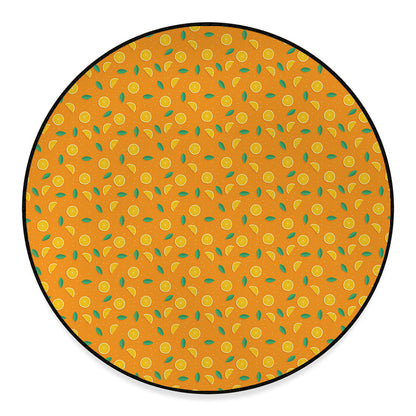 Orange Fruit Slices Pattern Print Round Floor Mat
