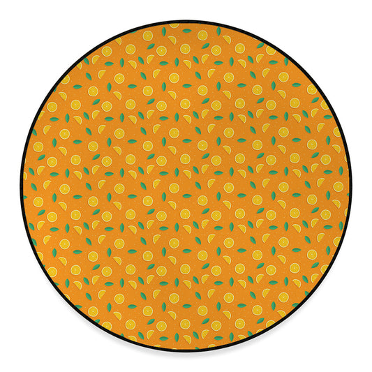 Orange Fruit Slices Pattern Print Round Floor Mat
