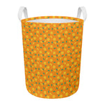 Orange Fruit Slices Pattern Print Round Laundry Basket