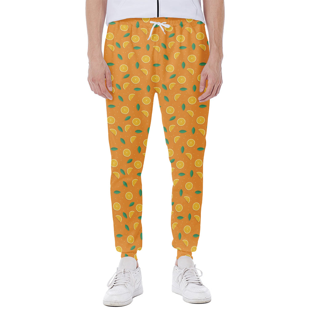 Orange Fruit Slices Pattern Print Scuba Joggers