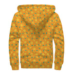 Orange Fruit Slices Pattern Print Sherpa Lined Zip Up Hoodie