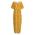 Orange Fruit Slices Pattern Print Short Sleeve Long Nightdress
