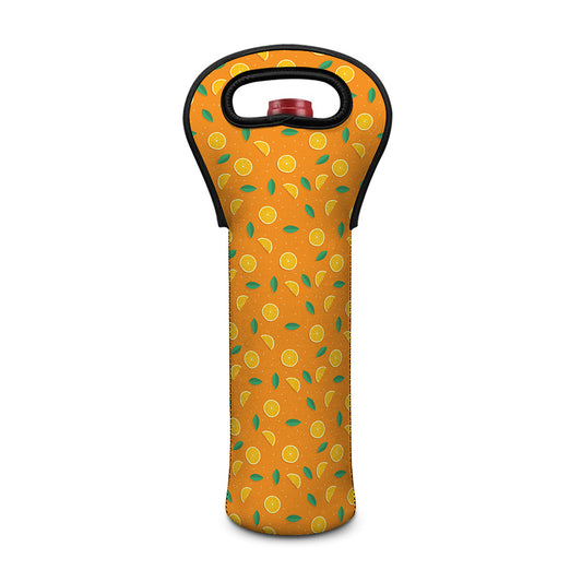 Orange Fruit Slices Pattern Print Single Neoprene Wine Tote