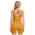 Orange Fruit Slices Pattern Print Sleeveless One Piece Swimsuit