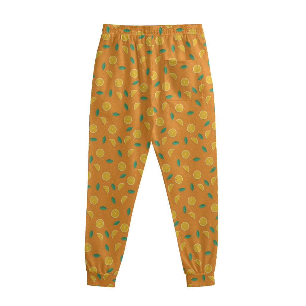 Orange Fruit Slices Pattern Print Sweatpants