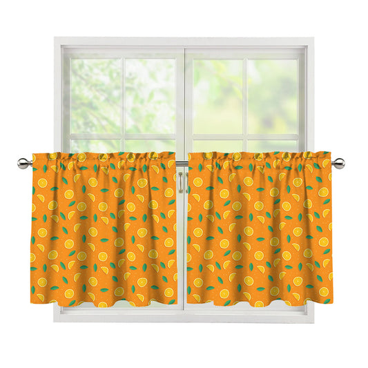 Orange Fruit Slices Pattern Print Tier Curtains