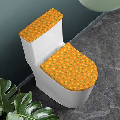 Orange Fruit Slices Pattern Print Toilet Lid And Tank Cover Set