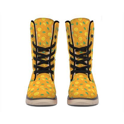Orange Fruit Slices Pattern Print Winter Boots