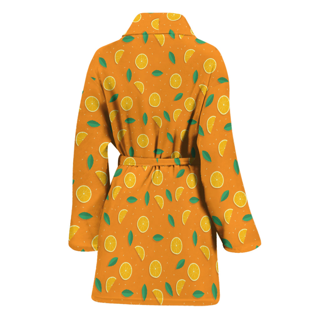Orange Fruit Slices Pattern Print Women's Bathrobe