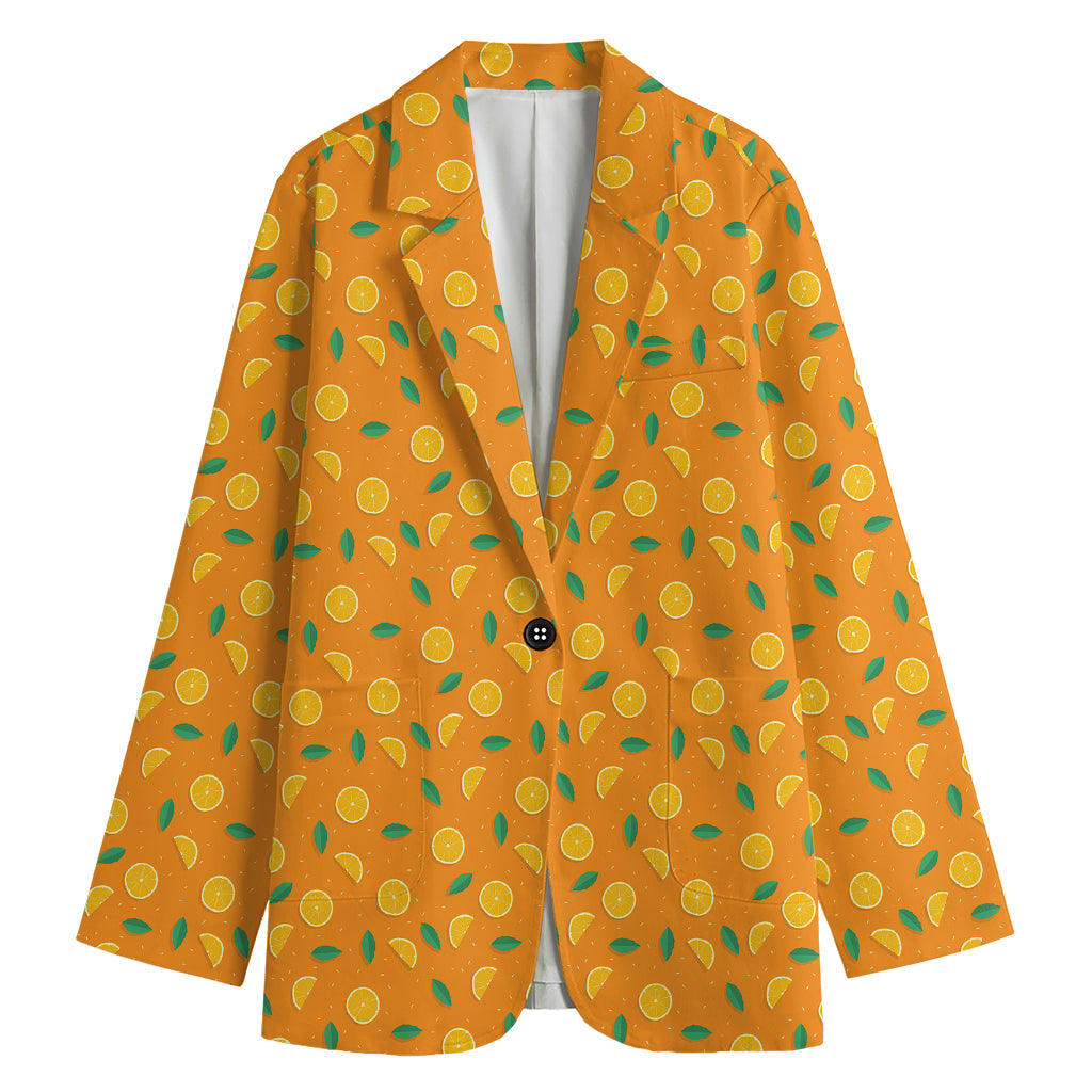 Orange Fruit Slices Pattern Print Women's Blazer