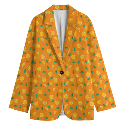 Orange Fruit Slices Pattern Print Women's Blazer
