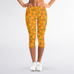 Orange Fruit Slices Pattern Print Women's Capri Leggings