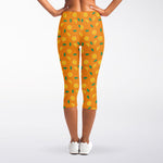 Orange Fruit Slices Pattern Print Women's Capri Leggings