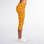 Orange Fruit Slices Pattern Print Women's Capri Leggings