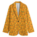 Orange Fruit Slices Pattern Print Women's Cotton Blazer