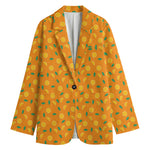 Orange Fruit Slices Pattern Print Women's Cotton Blazer