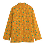 Orange Fruit Slices Pattern Print Women's Cotton Blazer