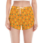 Orange Fruit Slices Pattern Print Women's Split Running Shorts