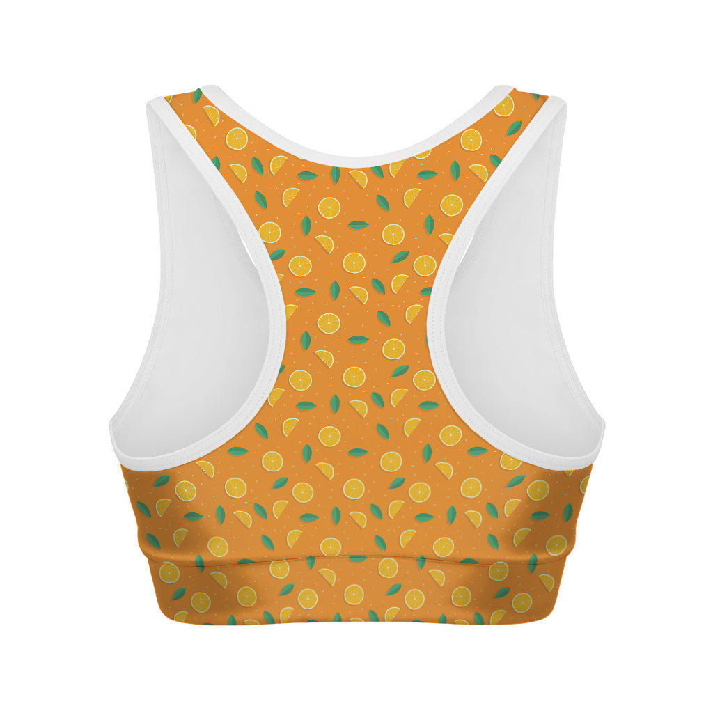 Orange Fruit Slices Pattern Print Women's Sports Bra