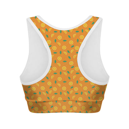 Orange Fruit Slices Pattern Print Women's Sports Bra
