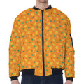 Orange Fruit Slices Pattern Print Zip Sleeve Bomber Jacket