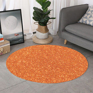 Orange Glitter Artwork Print (NOT Real Glitter) Round Rug