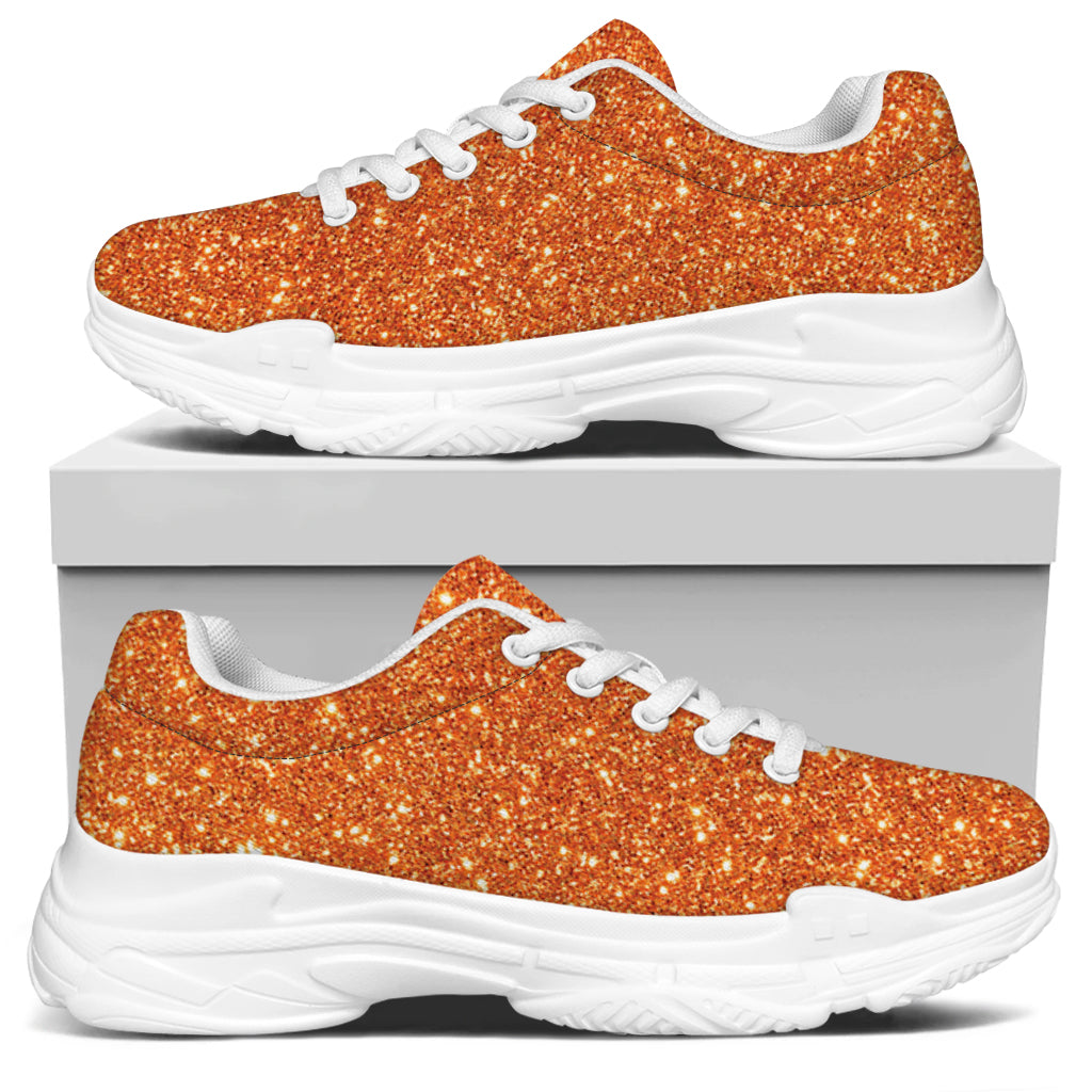 Orange Glitter Artwork Print (NOT Real Glitter) White Chunky Shoes